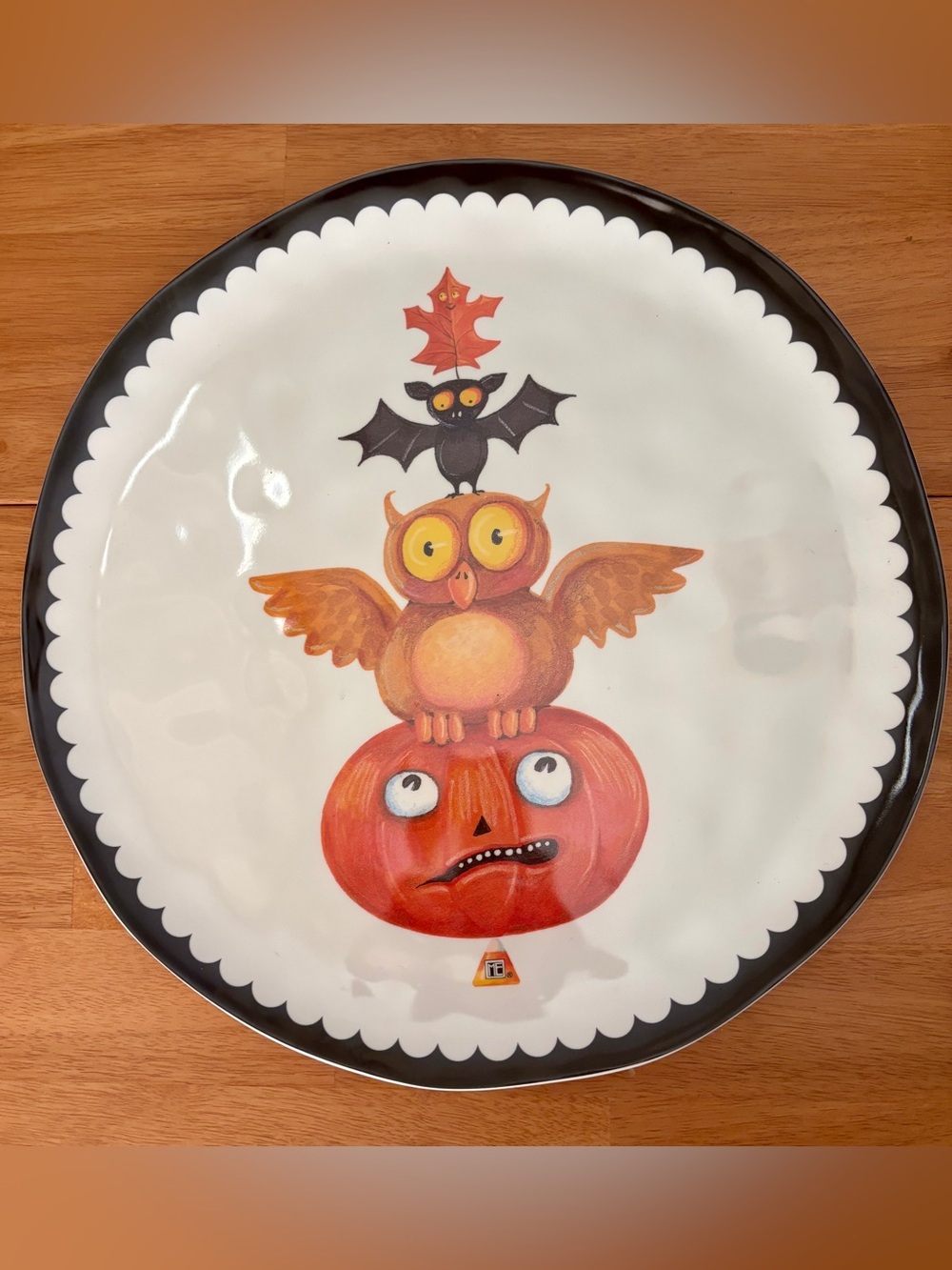 Mary Engelbreit Cottagecore Halloween & Spooky Large Serving Plate ~ Owl Bat
